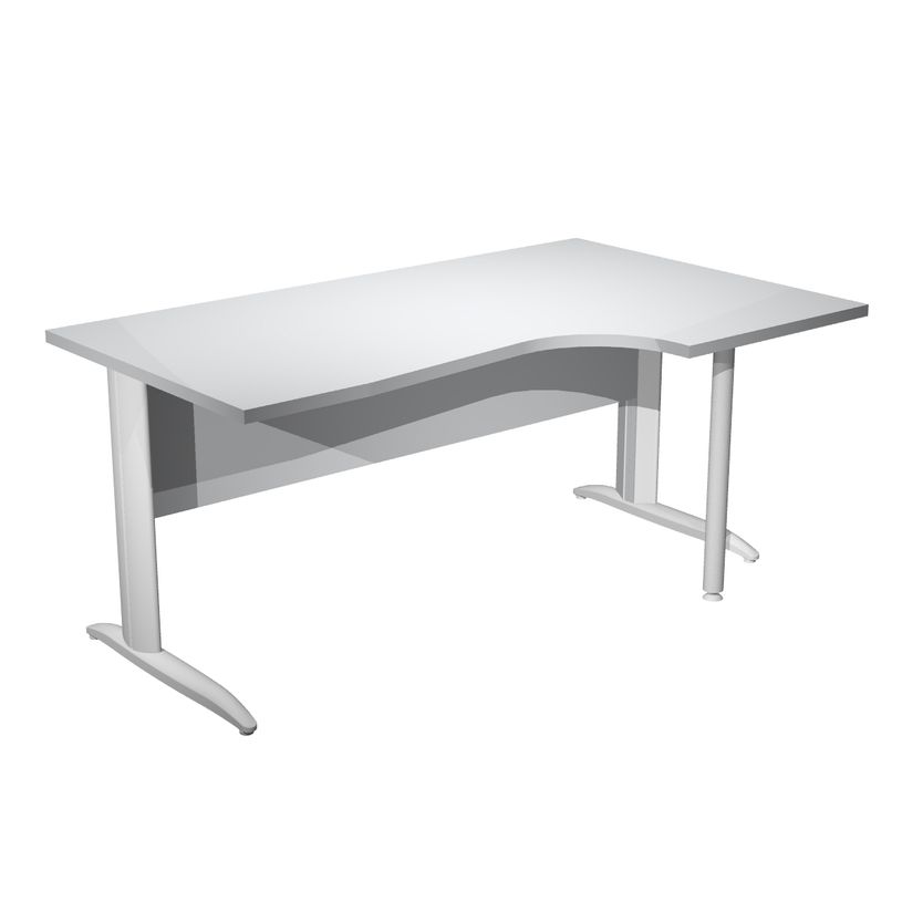 7331920001451-Bureau compact Trend - L160 cm - retour à droite - Pieds métals - plateau gris-P_405165685_1-0