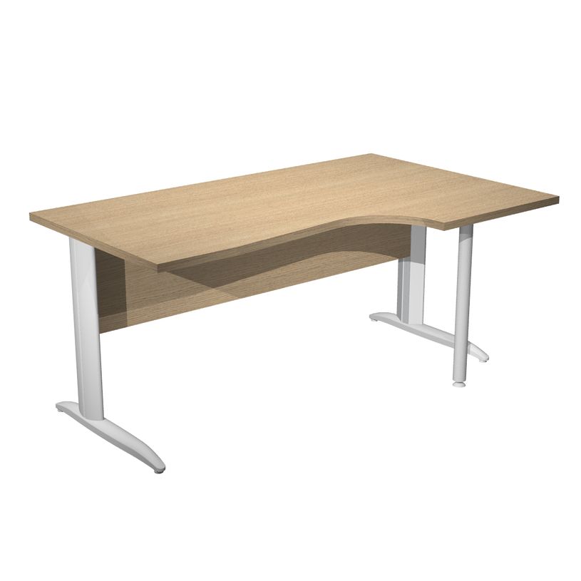 7331920001468-Bureau compact Trend - retour à droite avec pieds métal en L + pied de renfort - L160 - plateau imit-P_405165686_1-0
