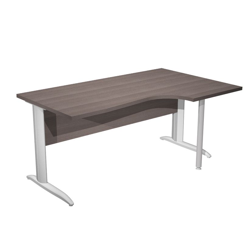 7331920001475-Bureau compact Trend - retour à droite avec pieds métal en L + pied de renfort - L160 - plateau imitation f-P_405165687_1-0