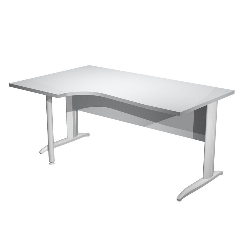 7331920001529-Bureau compact Trend - L160 cm - retour à gauche - Pieds métals - plateau gris-P_405165692_1-0