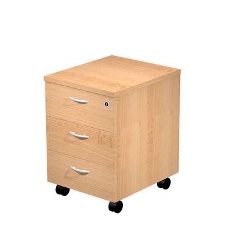 7331910008057-Caisson mobile Trend - L43xP52xH59,5 cm - 3 tiroirs avec serrure - imitation hêtre-P_405165761_1-0