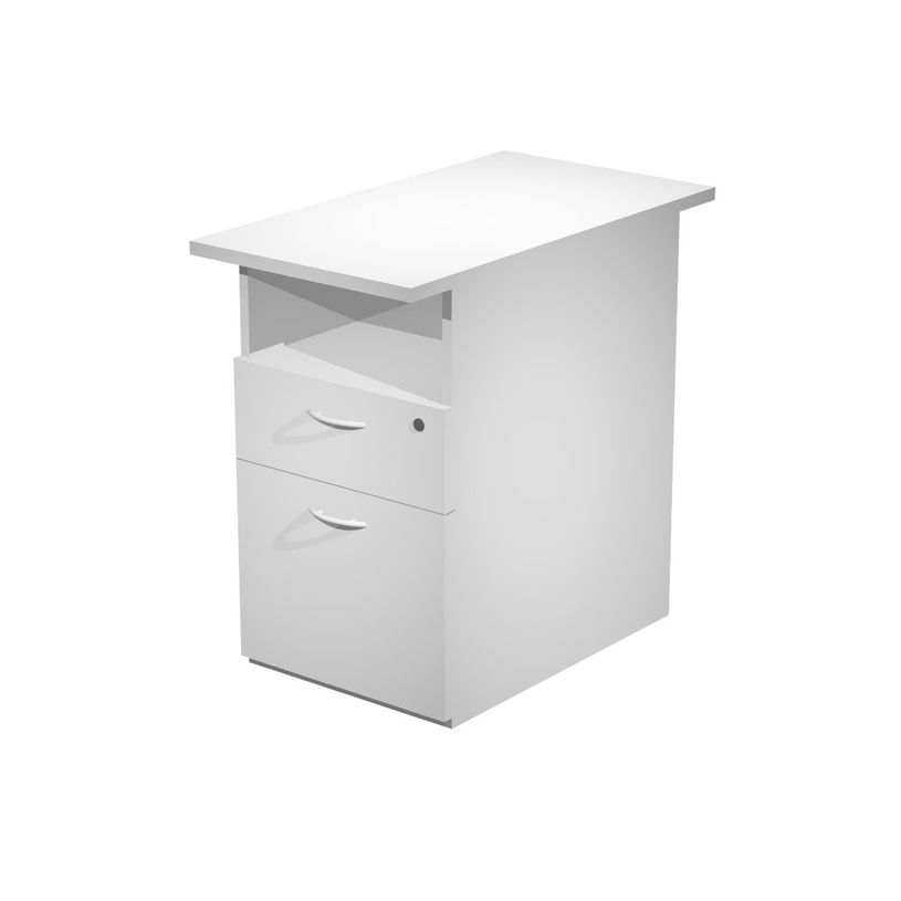 7331910006442-Caisson hauteur bureau Trend - L43xP80xH72 cm - 2 tiroirs dont 1 DS + 1 niche - gris-P_405165789_1-0