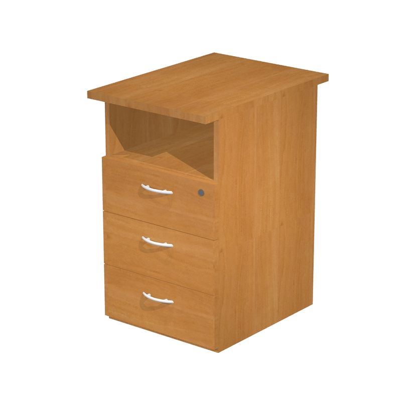 7331910006343-Caisson hauteur bureau Trend - L43xP60xH72 cm - 3 tiroirs + 1 niche - imitation aulne-P_405165791_1-0