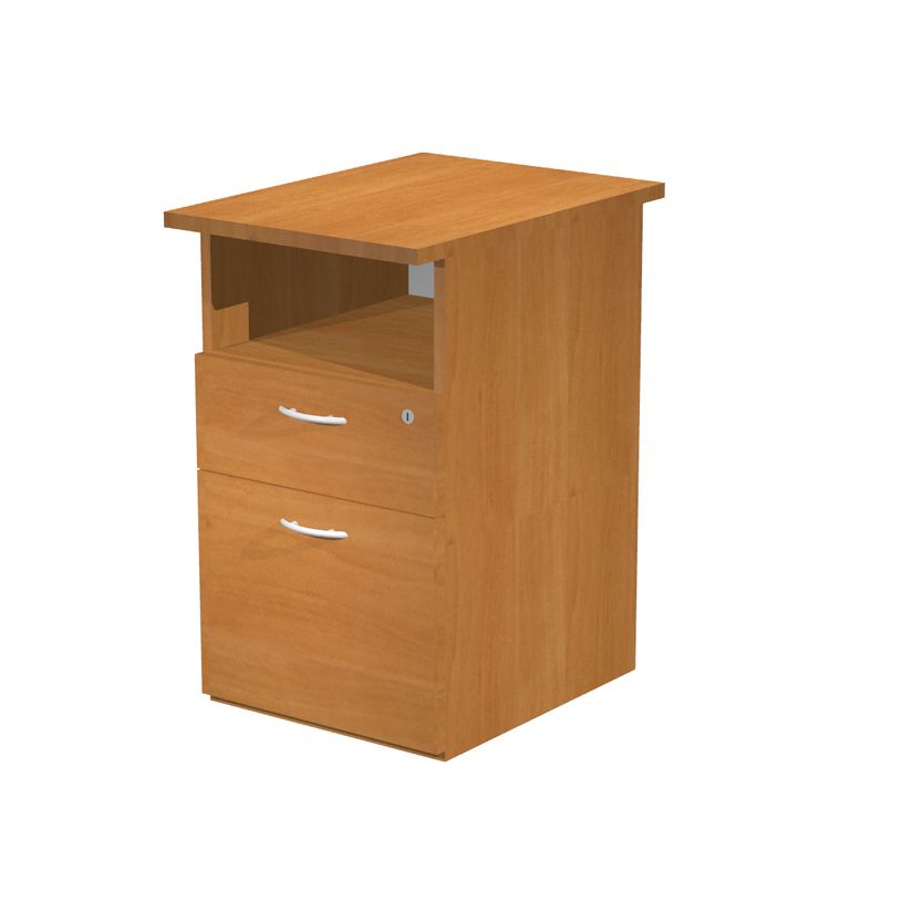 7331910007302-Caisson hauteur bureau Trend - L43xP60xH72 cm - 2 tiroirs dont 1 DS + 1 niche - imitation -P_405165796_1-0