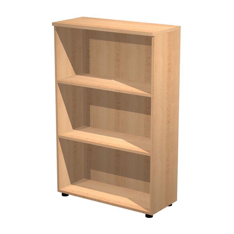 7331910008101-Bibliothèque haute Trend - L80xP35xH120 cm - 2 étagères - imitation hêtre-P_405165809_1-0