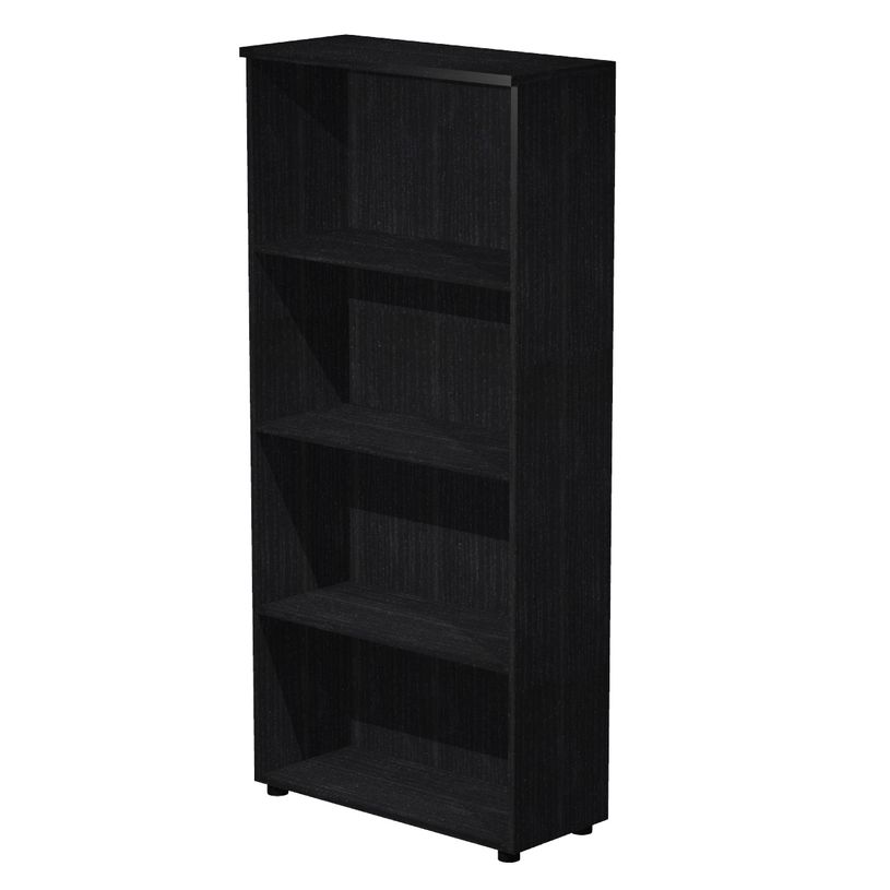 7331920002052-Bibliothèque haute Trend - L80xP35xH180 cm - 3 étagères - imitation frêne noir-P_405165815_1-0