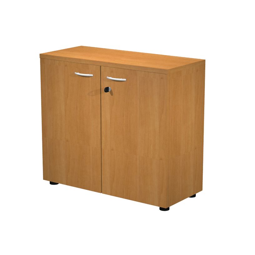 7331920002113-Bibliothèque basse Trend - L80xP35xH72 cm - 2 portes en mélaminé avec serrure - imitati-P_405165821_1-0