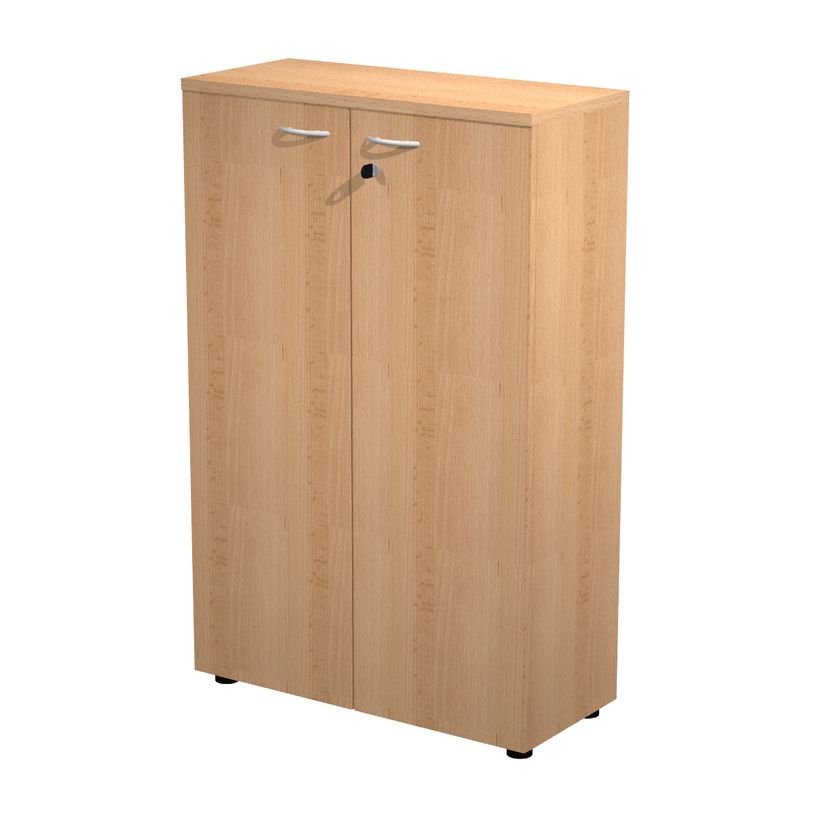 7331920002199-Bibliothèque haute Trend - L80xP35xH120 cm - 2 portes en mélaminé avec serrure - imitat-P_405165829_1-0