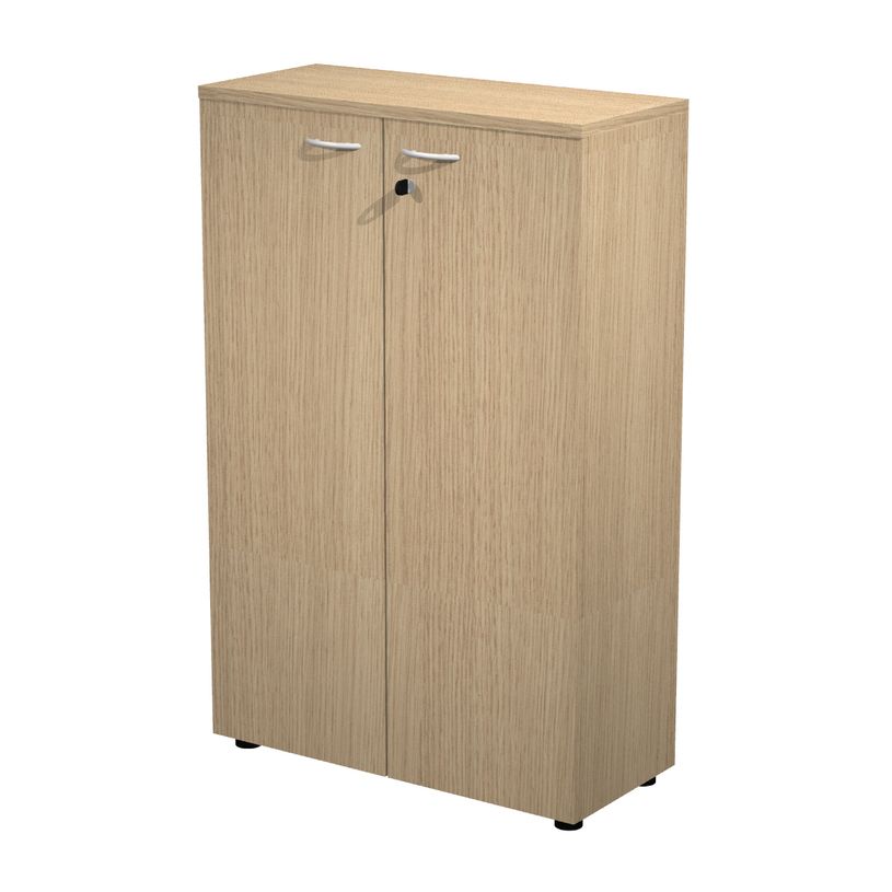 7331920002229-Bibliothèque haute Trend - L80xP35xH120 cm - 2 portes en mélaminé avec serrure - imitat-P_405165832_1-0