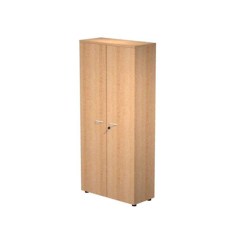 7331920002267-Bibliothèque haute Trend - L80xP35xH180 cm - 2 portes en mélaminé avec serrure - imitat-P_405165836_1-0