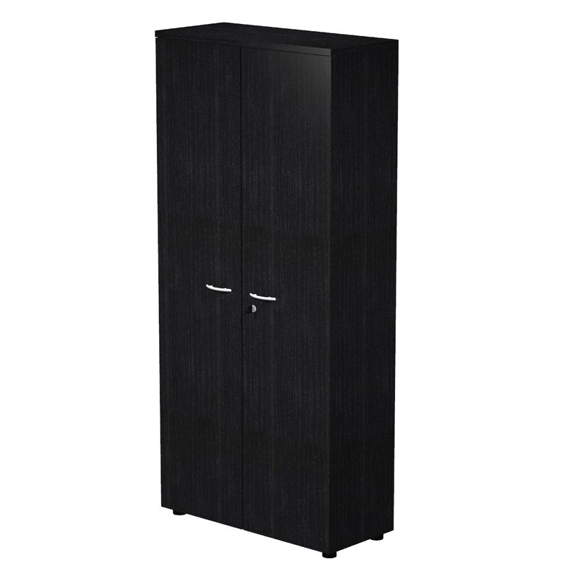 7331920002274-Bibliothèque haute Trend - L80xP35xH180 cm - 2 portes en mélaminé avec serrure - imitat-P_405165837_1-0