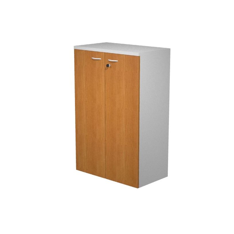 7331920002601-Bibliothèque haute Trend - L80xP44xH120 cm - 2 portes en mélaminé avec serrure - imitat-P_405165870_1-0