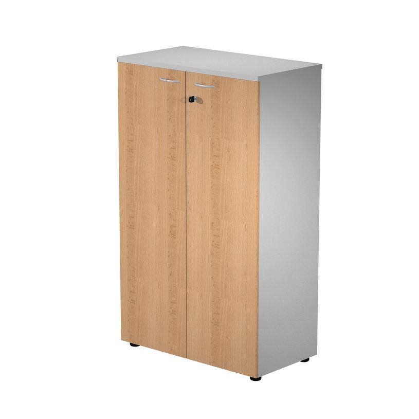 7331920002618-Bibliothèque haute Trend - L80xP44xH120 cm - 2 portes en mélaminé avec serrure - imitat-P_405165871_1-0
