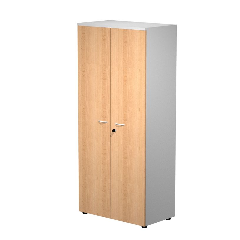 7331920002687-Bibliothèque haute Trend - L80xP44xH180 cm - 2 portes en mélaminé avec serrure - imitat-P_405165878_1-0