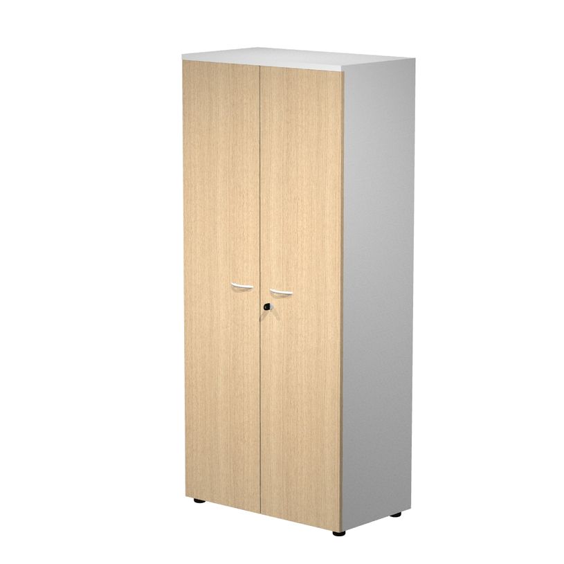 7331920002717-Bibliothèque haute Trend - L80xP44xH180 cm - 2 portes en mélaminé avec serrure - imitat-P_405165881_1-0
