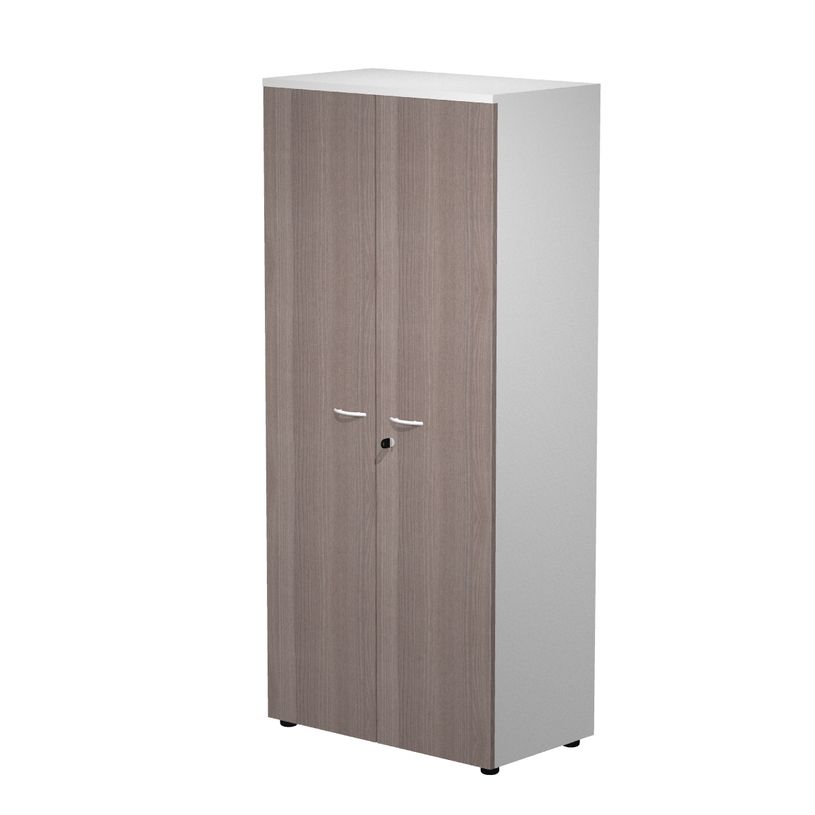 7331920002724-Bibliothèque haute Trend - L80xP44xH180 cm - 2 portes en mélaminé avec serrure - imitat-P_405165882_1-0