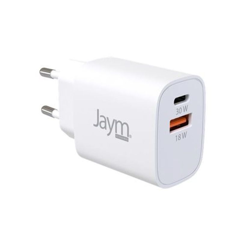 3701263524568-JAYM - Chargeur secteur - 2 connecteurs de sortie (USB, USB-C) - blanc-P_405165926_3-0