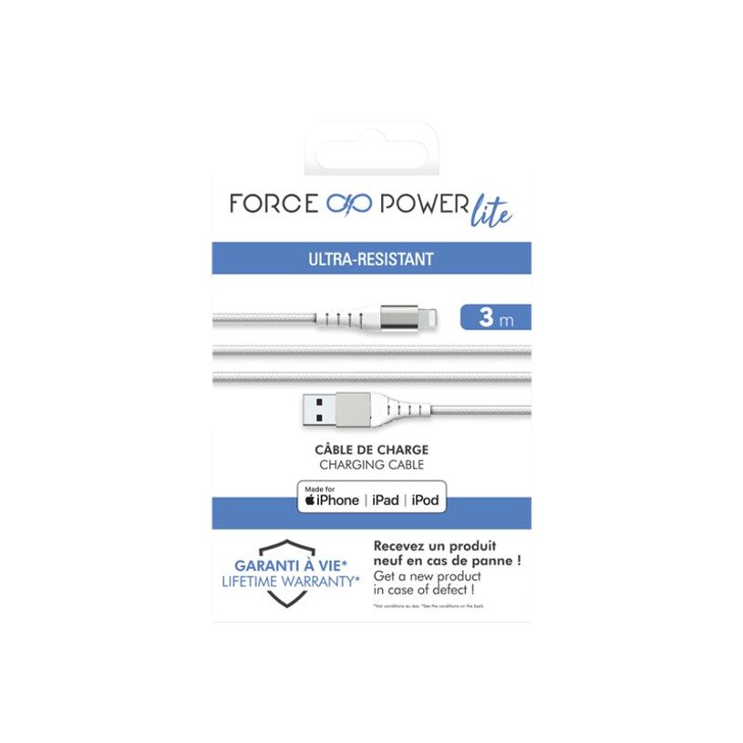 3571211509585-Force Power Lite - Câble USB (M) pour Lightning - 3 m - blanc-P_405166159_1-1