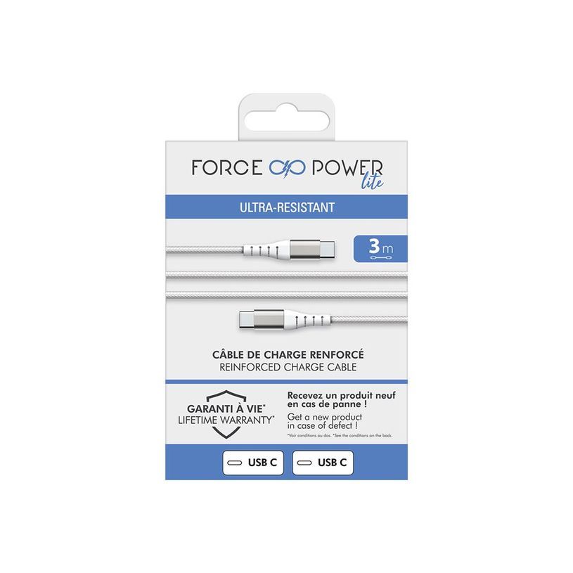 3571211509615-Force Power Lite - Câble USB-C (M) pour USB-C (M) - 3 m - blanc-P_405166160_1-1