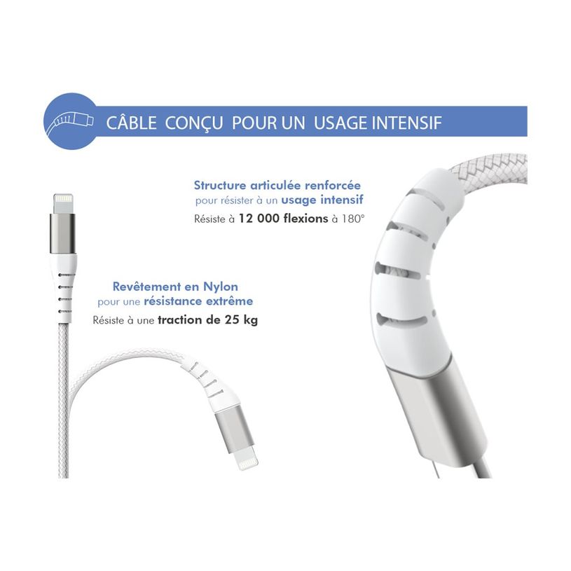 3571211493600-Force Power Lite - Chargeur secteur 100% recyclé + câble1 USB-C vers Lightning -1,2M - b-P_405166163_3-3