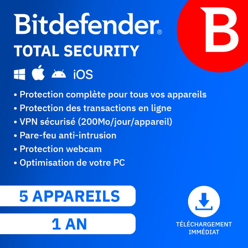 5949958020737-Bitdefender total security - Code d'activation envoyé par email valable pour 5 appareils -P_405166307_1-0
