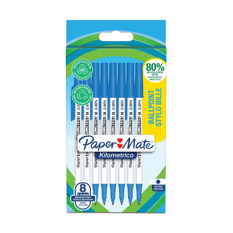 3026981876790-Paper Mate Kilometrico - 8 Stylos à bille - bleu-P_405166844_1-0