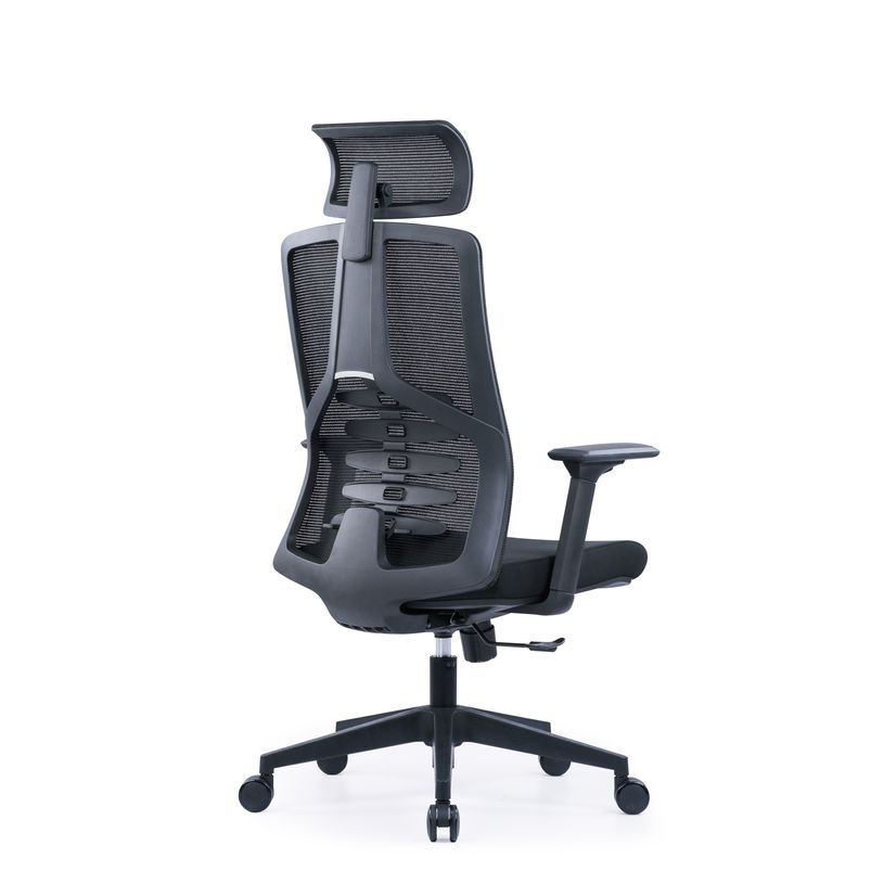 3700339992577-Fauteuil de bureau SYLVESTER - accoudoirs réglables - appui-tête intégré - noir-P_405167164_2-1