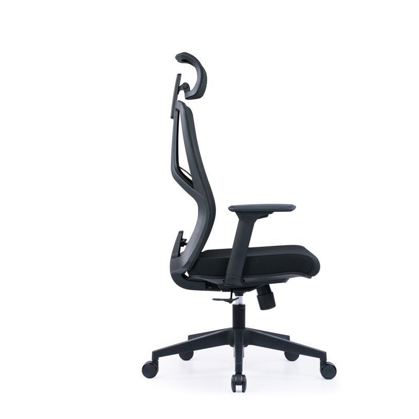 3700339992577-Fauteuil de bureau SYLVESTER - accoudoirs réglables - appui-tête intégré - noir-P_405167164_3-2