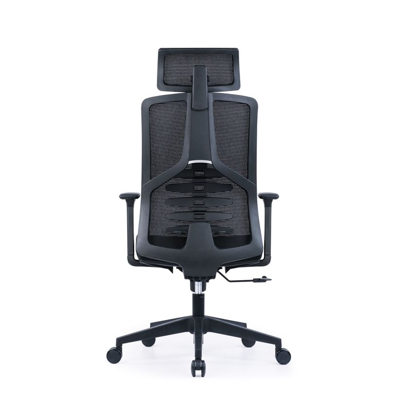 3700339992577-Fauteuil de bureau SYLVESTER - accoudoirs réglables - appui-tête intégré - noir-P_405167164_4-3
