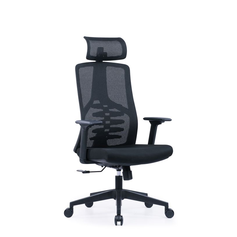 3700339992577-Fauteuil de bureau SYLVESTER - accoudoirs réglables - appui-tête intégré - noir-P_405167164_5-4