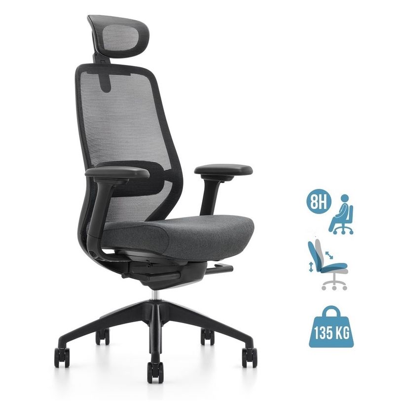 3700339994045-Fauteuil de bureau ZEBULON - accoudoirs réglables - appui-tête réglable - noir-P_405167165_1-0