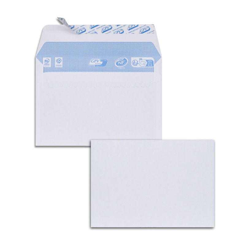3250650066216-GPV - 100 Enveloppes C6 114 x 162 mm - 80 gr - sans fenêtre - blanc - bande adhésive--1