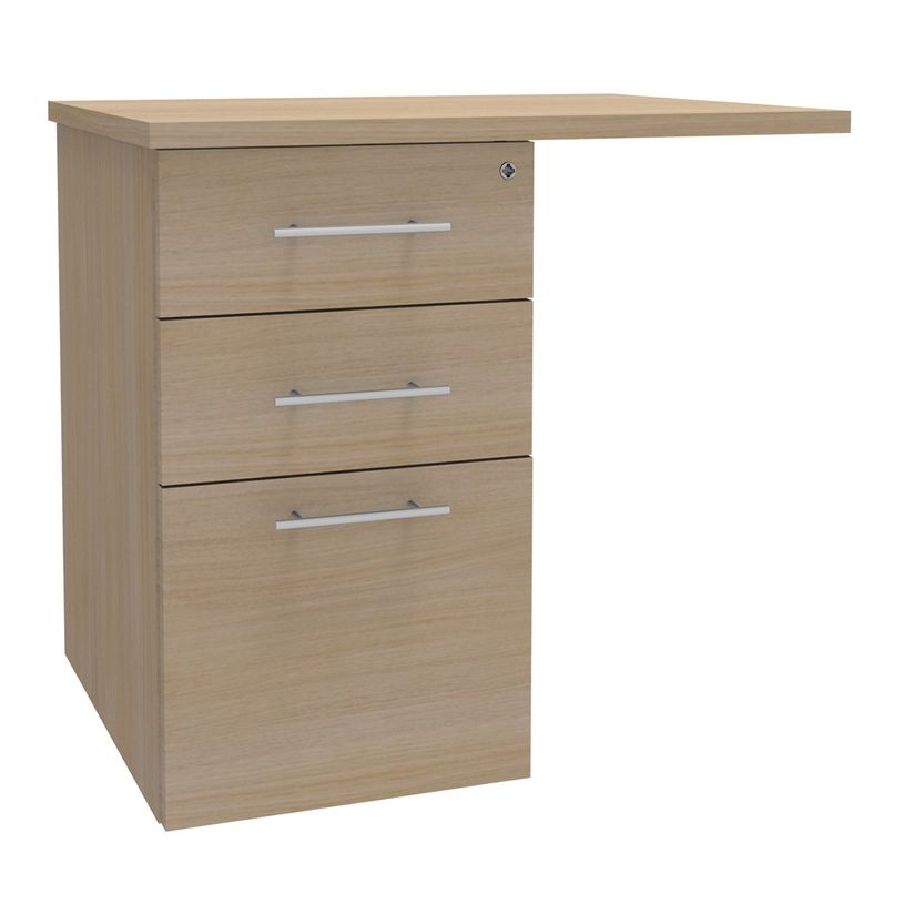 3253310412927-Retour direct sur caisson 3 tiroirs IDRA/DUAL - L80 x P60 cm - imitation chêne clair-P_405171709_1-0