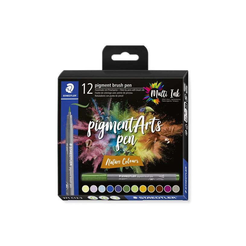 4007817097052-STAEDTLER Pigment brush 371 - 12 feutres pointe pinceau - couleurs nature assorties-P_405177290_1-7