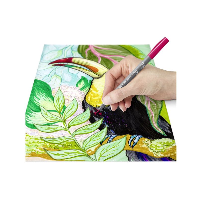 4007817097052-STAEDTLER Pigment brush 371 - 12 feutres pointe pinceau - couleurs nature assorties-P_405177290_9-5