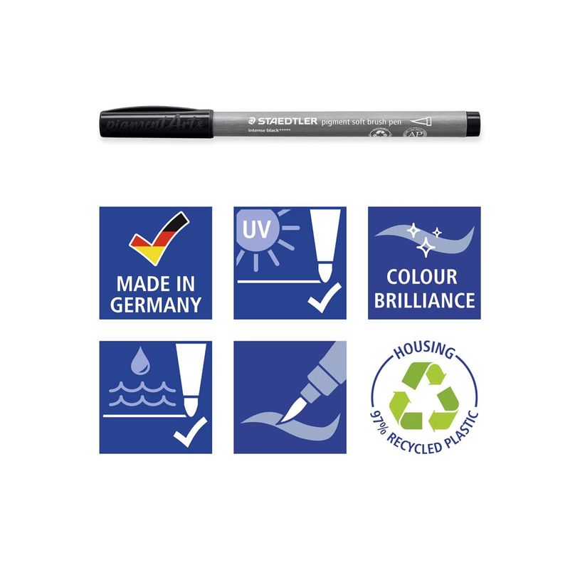 4007817098639-STAEDTLER Pigment soft brush 372 - 6 feutres pointe pinceau souple - gris & noir assortis-P_405177293_10-9