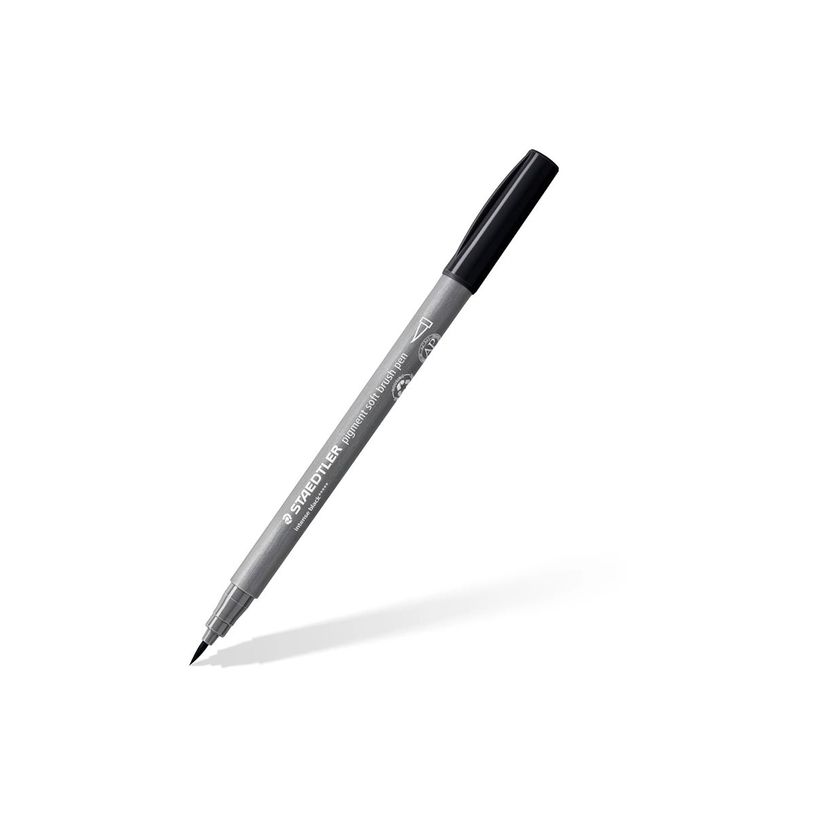 4007817098639-STAEDTLER Pigment soft brush 372 - 6 feutres pointe pinceau souple - gris & noir assortis-P_405177293_8-7