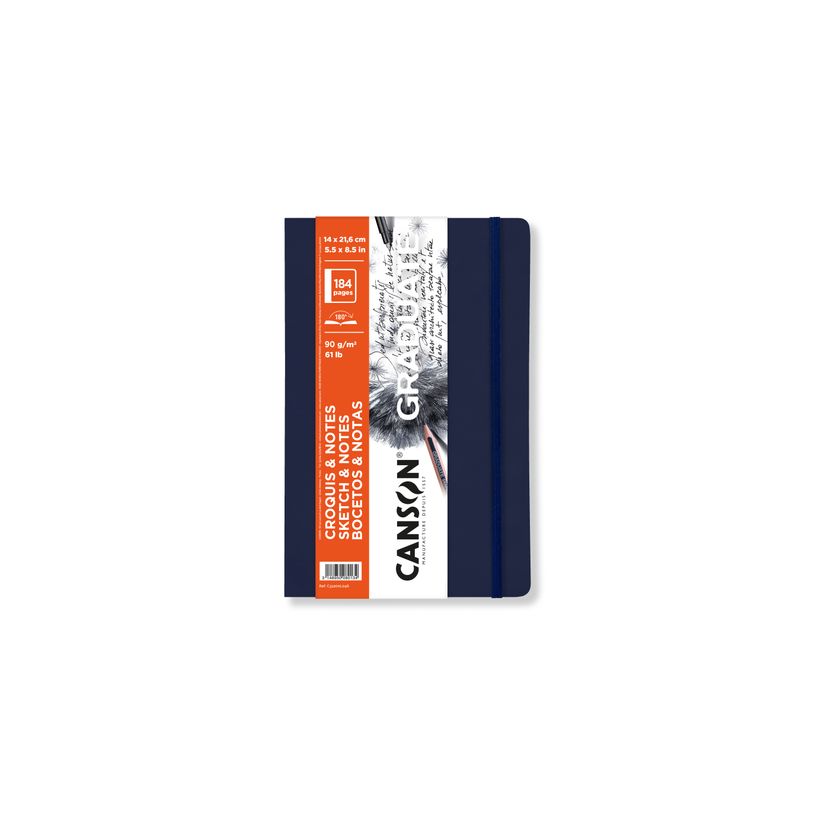 3148950080134-Canson Graduate - Carnet de croquis/notes - 140 x 216 mm - portrait - 184 pages - papier blanc - couver--0