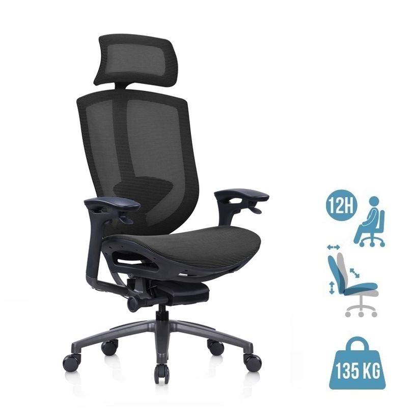 3700339992393-Fauteuil de bureau ASTON - accoudoirs réglables - appui-tête - noir-P_405181371_1-0