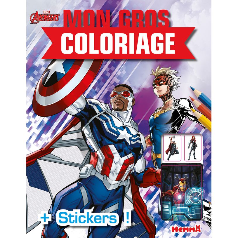 9782508057335-MARVEL AVENGERS - MON GROS COLORIAGE + STICKERS !(FALCON ET CAPTAIN MARVEL)-P_405182462_1-0