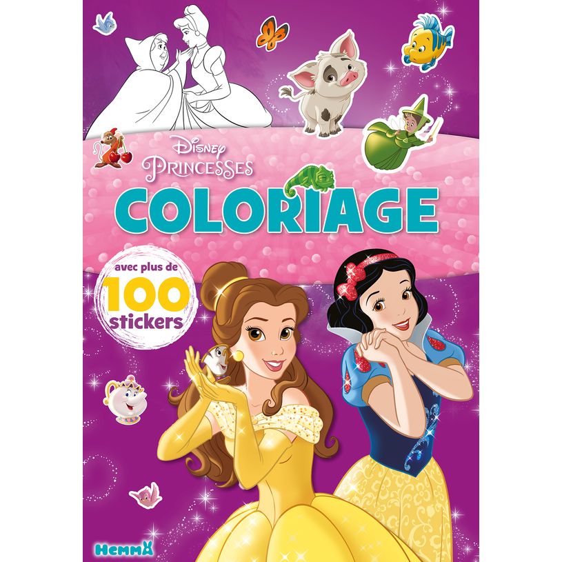 9782508056048-DISNEY PRINCESSES - COLORIAGE AVEC PLUS DE 100 STICKERS (BELLE ET BLANCHE-NEIGE)-P_405182465_1-0