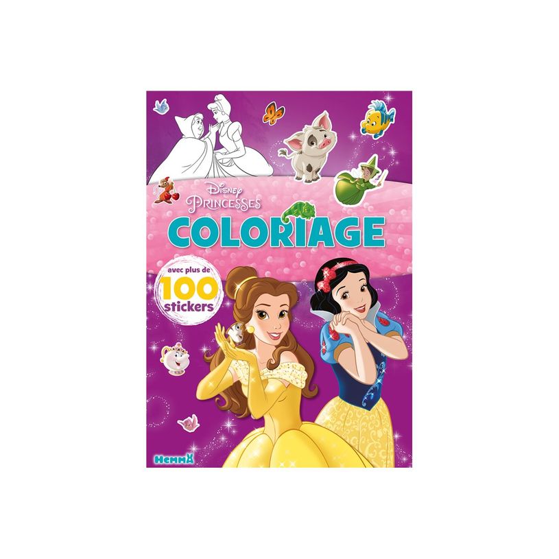 9782508056048-DISNEY PRINCESSES - COLORIAGE AVEC PLUS DE 100 STICKERS (BELLE ET BLANCHE-NEIGE)-P_405182465_2-1