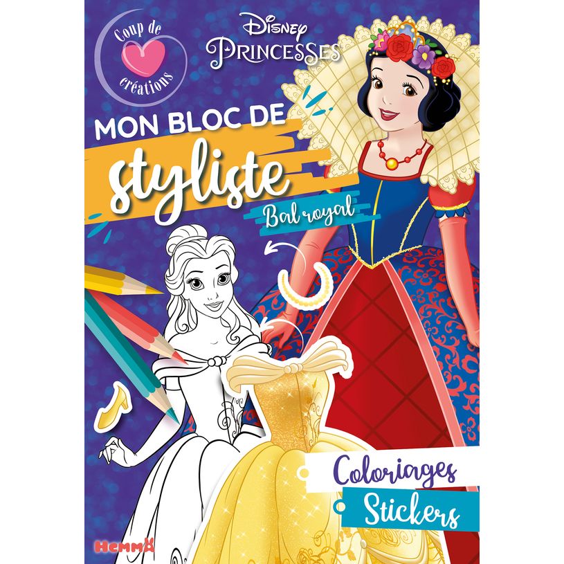 9782508056116-DISNEY PRINCESSES - MON BLOC DE STYLISTE - COUP DECOEUR CREATIONS - BAL ROYAL - COLORIAGES-P_405182468_1-0