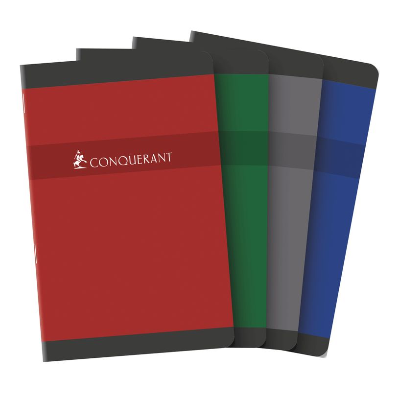 3020120000701-Conquerant - Carnet 11 x 17 cm - 96 pages Agrafées - petits carreaux 5mm - Couverture vernie - disponible dans diff--0