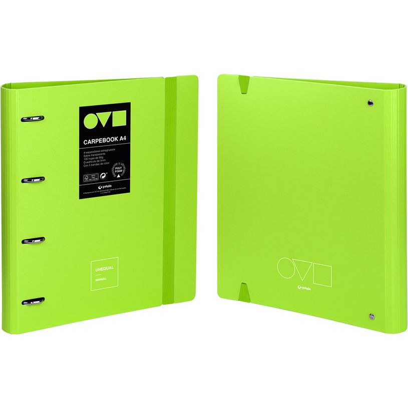 8413623106110-CARPEBOOK A4 CON RECAMBIO 4 ANILLAS 35MM UNNEQUAL MINIMAL VERDE-P_405183241_1-0