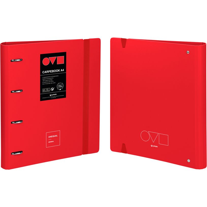 8413623106097-CARPEBOOK A4 CON RECAMBIO 4 ANILLAS 35MM UNNEQUAL MINIMAL ROJO-P_405183246_1-0