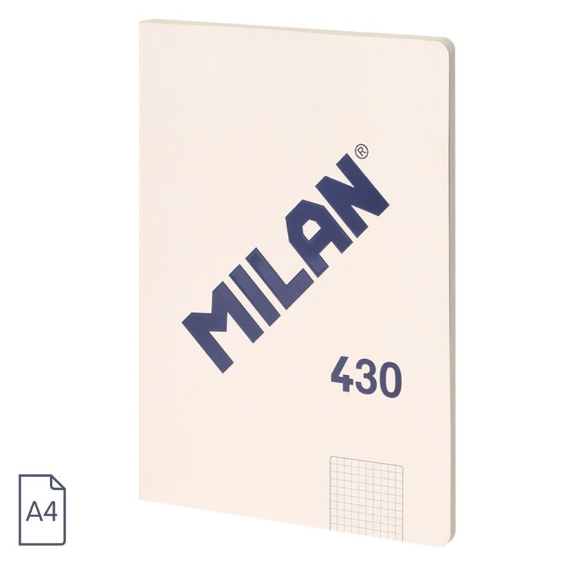 8411574104889-Milan 430 Since 1918 - Cahier de notes - A4 (210 x 297 mm) - 48 feuilles / 96 pages - papier blanc - petits carrea-P_405183431_1-0