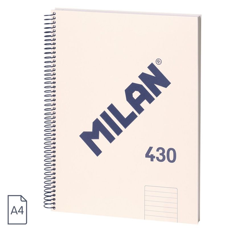 8411574104834-Milan 430 Since 1918 - Cahier de notes - reliure à spirale - A4 (210 x 297 mm) - 80 feuilles / 160 pages - papier blanc - ligné - 4 tro-P_405183437_1-0