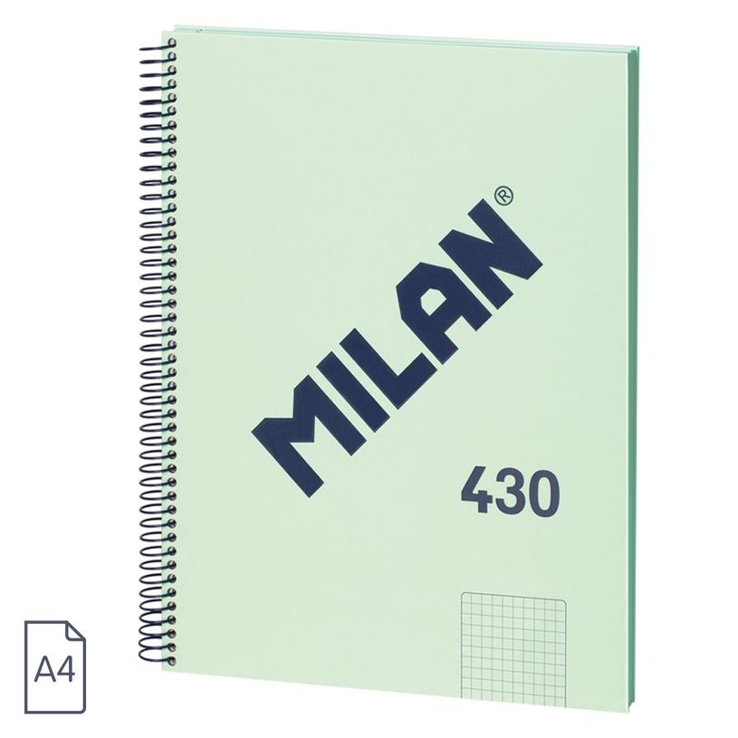 8411574104865-Milan 430 Since 1918 - Cahier de notes - reliure à spirale - A4 (210 x 297 mm) - 80 feuilles / 160 pages - papier blanc - petits carreaux - 4 tro-P_405183444_2-0