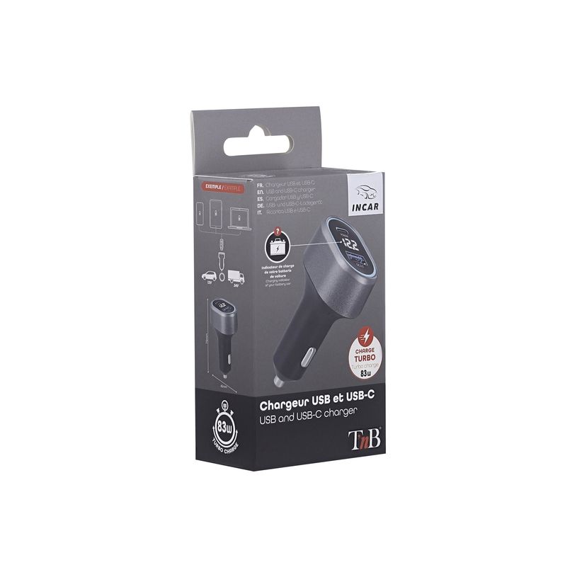 3303170113196-T'nB - Chargeur allume cigare pour voiture - 1XUSB et 1XUSBC - 83W-P_405183909_2-6
